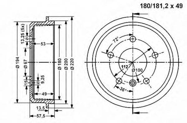 VEMA 801326 Гальмівний барабан