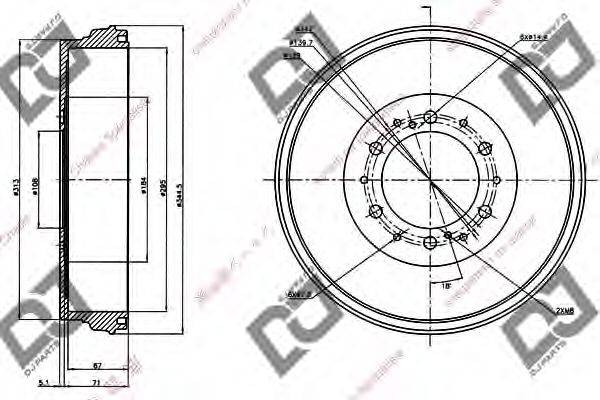 DJ PARTS BR1011 Гальмівний барабан