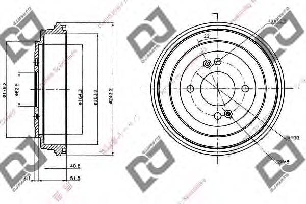 DJ PARTS BR1023 Гальмівний барабан