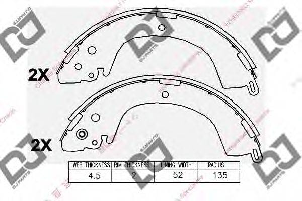 DJ PARTS BS1014 Комплект гальмівних колодок