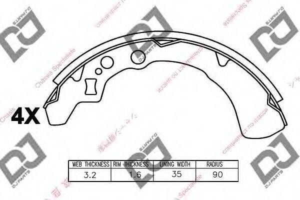 DJ PARTS BS1072 Комплект гальмівних колодок