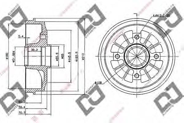 DJ PARTS BR1040 Гальмівний барабан