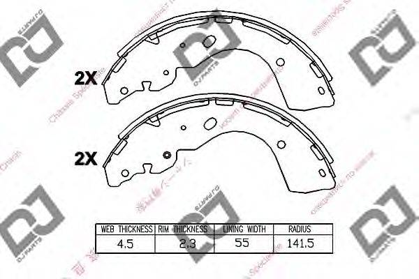 DJ PARTS BS1149 Комплект гальмівних колодок