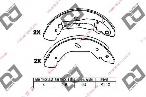 DJ PARTS BS1295 Комплект гальмівних колодок