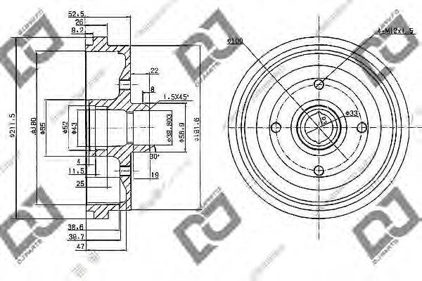 DJ PARTS BR1062 Гальмівний барабан