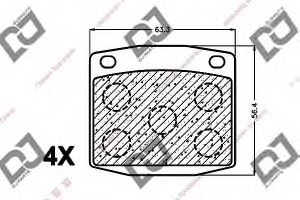 DJ PARTS BP1443 Комплект гальмівних колодок, дискове гальмо