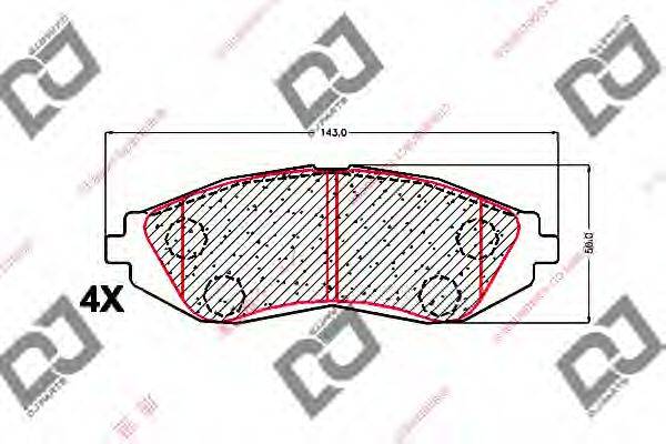 DJ PARTS BP1512 Комплект гальмівних колодок, дискове гальмо