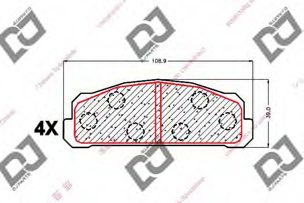 DJ PARTS BP1536 Комплект гальмівних колодок, дискове гальмо