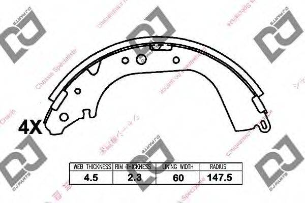 DJ PARTS BS1190 Комплект гальмівних колодок