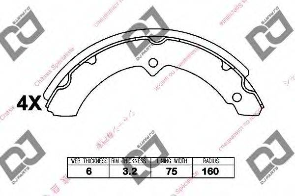 DJ PARTS BS1224 Комплект гальмівних колодок