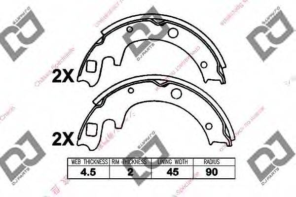 DJ PARTS BS1256 Комплект гальмівних колодок