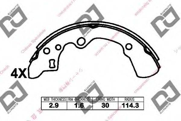 DJ PARTS BS1280 Комплект гальмівних колодок