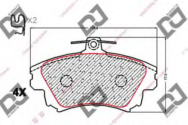 DJ PARTS BP1903 Комплект гальмівних колодок, дискове гальмо