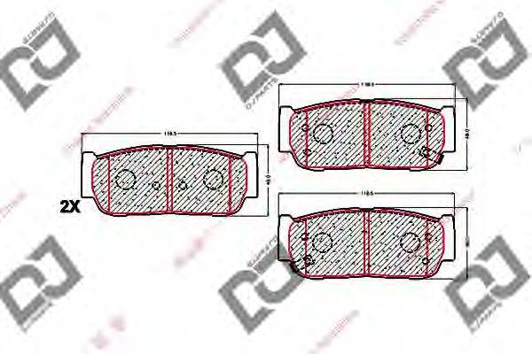 DJ PARTS BP1628 Комплект гальмівних колодок, дискове гальмо