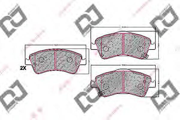 DJ PARTS BP1642 Комплект гальмівних колодок, дискове гальмо