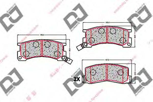 DJ PARTS BP1644 Комплект гальмівних колодок, дискове гальмо