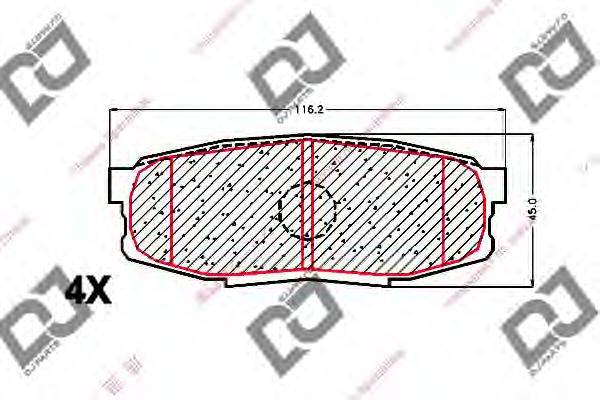 DJ PARTS BP1647 Комплект гальмівних колодок, дискове гальмо