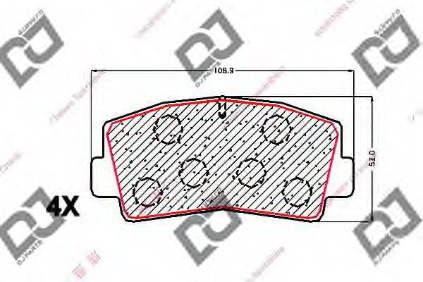 DJ PARTS BP1654 Комплект гальмівних колодок, дискове гальмо