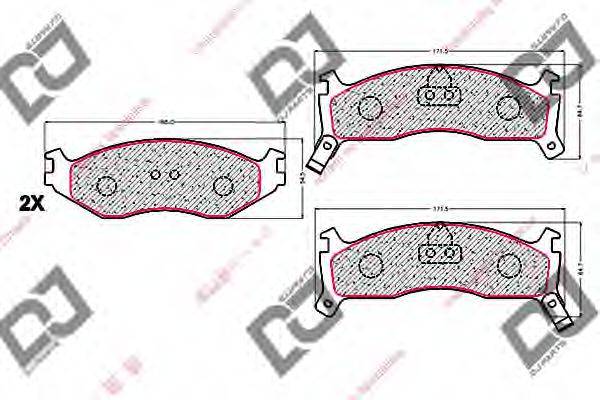 DJ PARTS BP2057 Комплект гальмівних колодок, дискове гальмо