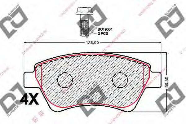 DJ PARTS BP2116 Комплект гальмівних колодок, дискове гальмо