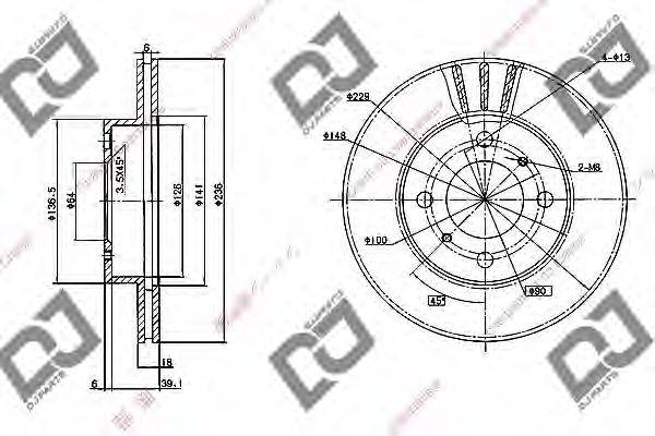 DJ PARTS BD1038 гальмівний диск