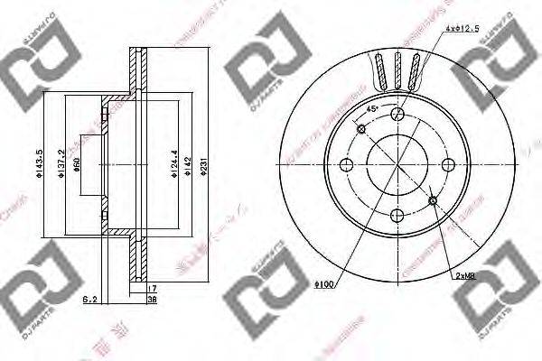 DJ PARTS BD1074 гальмівний диск