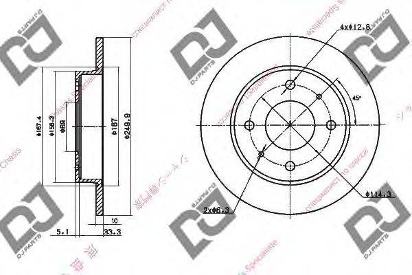 DJ PARTS BD1382 гальмівний диск