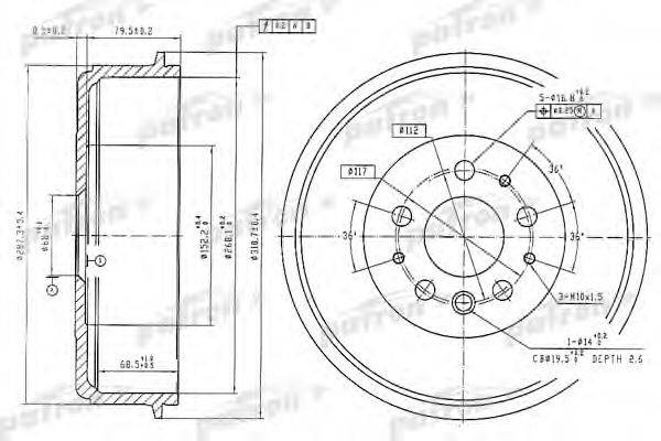 PATRON PDR1210 Гальмівний барабан