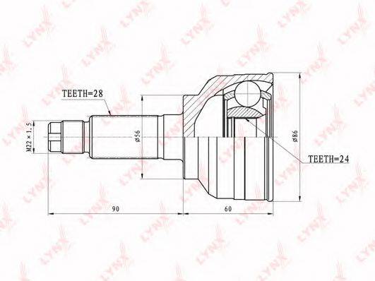 LYNXAUTO CO4400 Шарнірний комплект, приводний вал