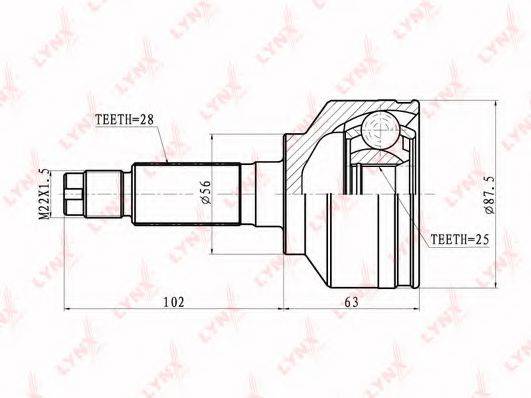 LYNXAUTO CO4408 Шарнірний комплект, приводний вал