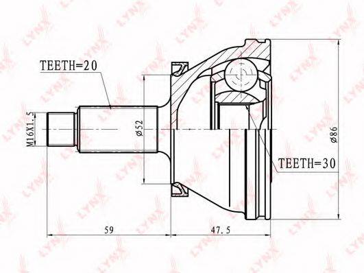 LYNXAUTO CO8019 Шарнірний комплект, приводний вал