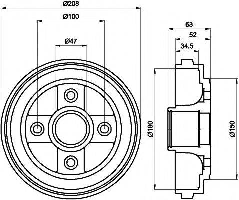 HELLA PAGID 8DT355300381 Гальмівний барабан