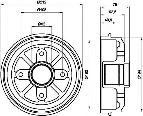 HELLA PAGID 8DT355301311 Гальмівний барабан