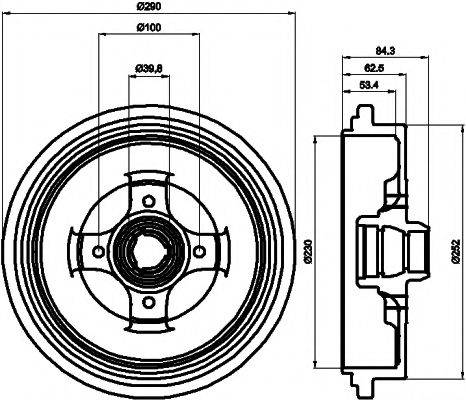 HELLA PAGID 8DT355301711 Гальмівний барабан