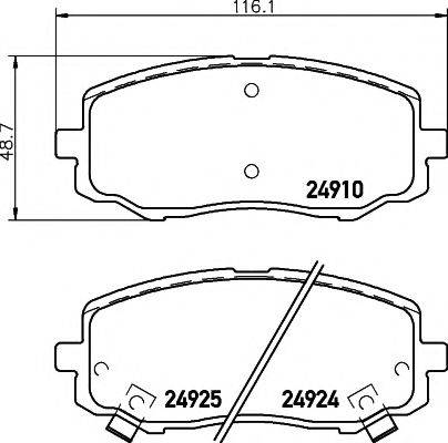 HELLA PAGID 8DB355014901 Комплект гальмівних колодок, дискове гальмо