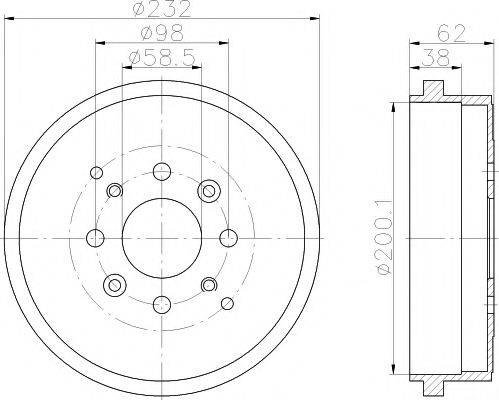 HELLA PAGID 8DT355302241 Гальмівний барабан