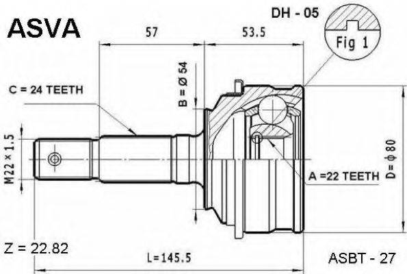 ASVA DH05 Шарнірний комплект, приводний вал