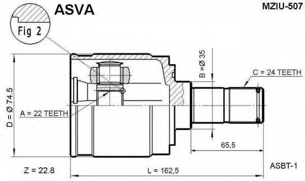 ASVA MZIU507 Шарнірний комплект, приводний вал