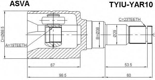 ASVA TYIUYAR10 Шарнірний комплект, приводний вал