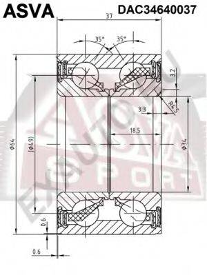 ASVA DAC34640037 Підшипник маточини колеса