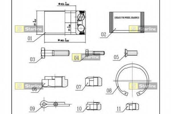 STARLINE LO01358 Комплект підшипника маточини колеса