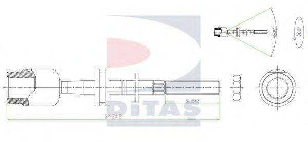 DITAS A25659 Осьовий шарнір, рульова тяга