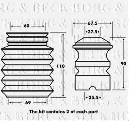 BORG & BECK BPK7009 Пилозахисний комплект, амортизатор