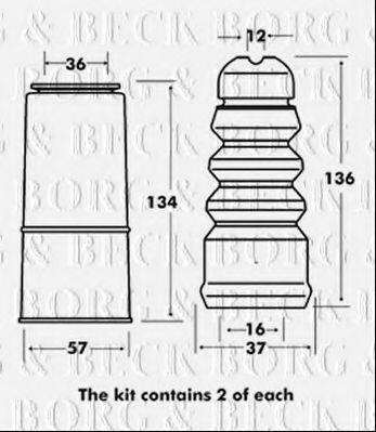 BORG & BECK BPK7082 Пилозахисний комплект, амортизатор