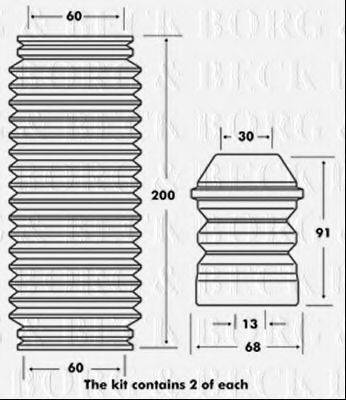 BORG & BECK BPK7020 Пилозахисний комплект, амортизатор