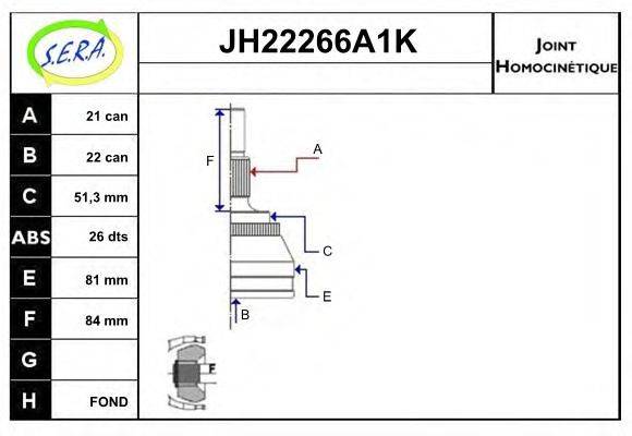 SERA JH22266A1K Шарнірний комплект, приводний вал