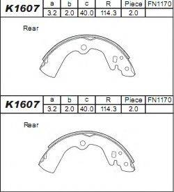 ASIMCO K1607 Комплект гальмівних колодок