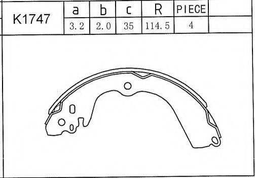 ASIMCO K1747 Комплект гальмівних колодок