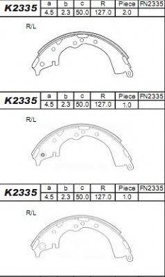 ASIMCO K2335 Комплект гальмівних колодок