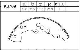 ASIMCO K3769 Комплект гальмівних колодок